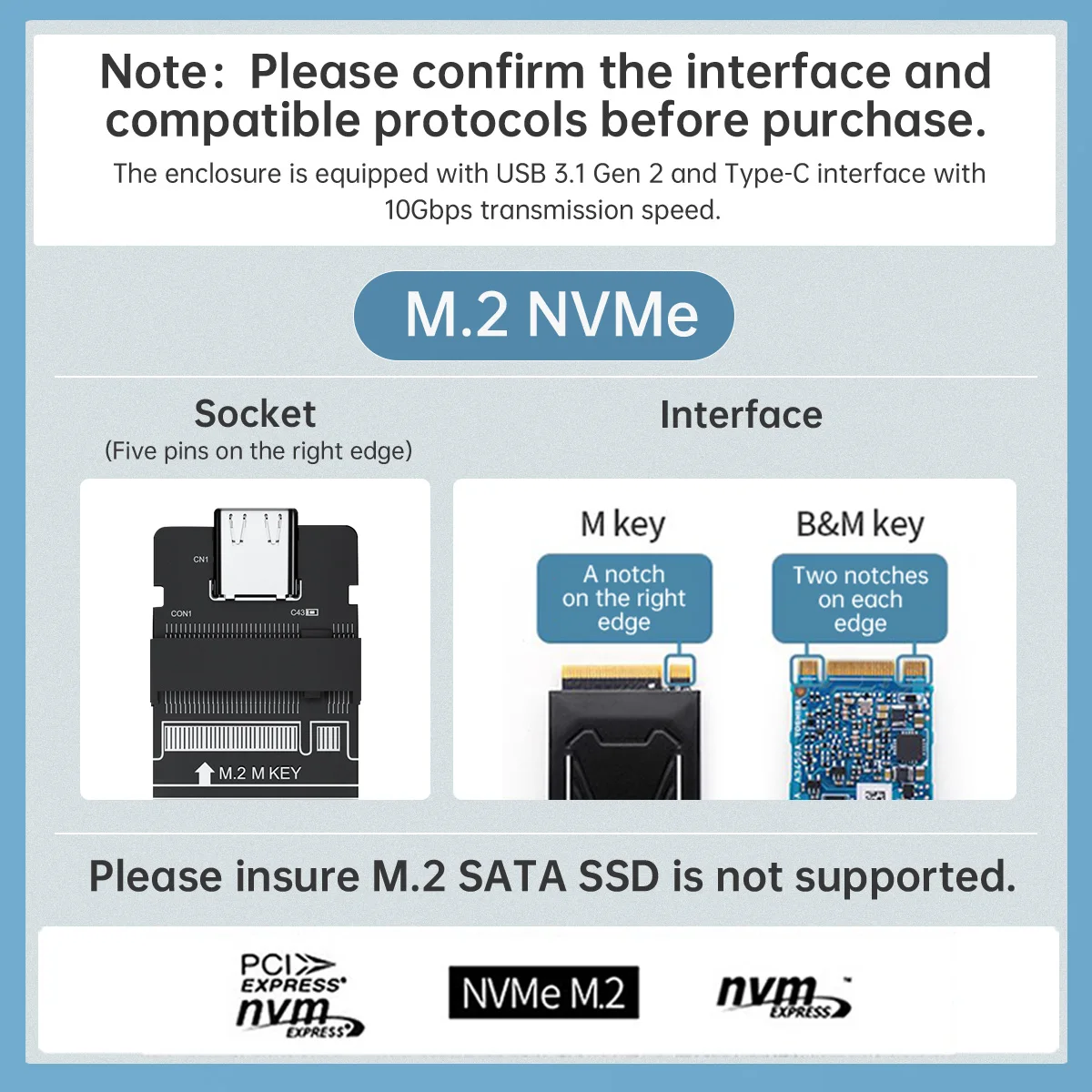 ORICO M2 SSD Case NVMe USB Type C Gen2 10Gbps PCIe SSD Case M2 SATA NGFF 5Gbps M.2 NVME Enclosure Disk Box M.2 SSD Case