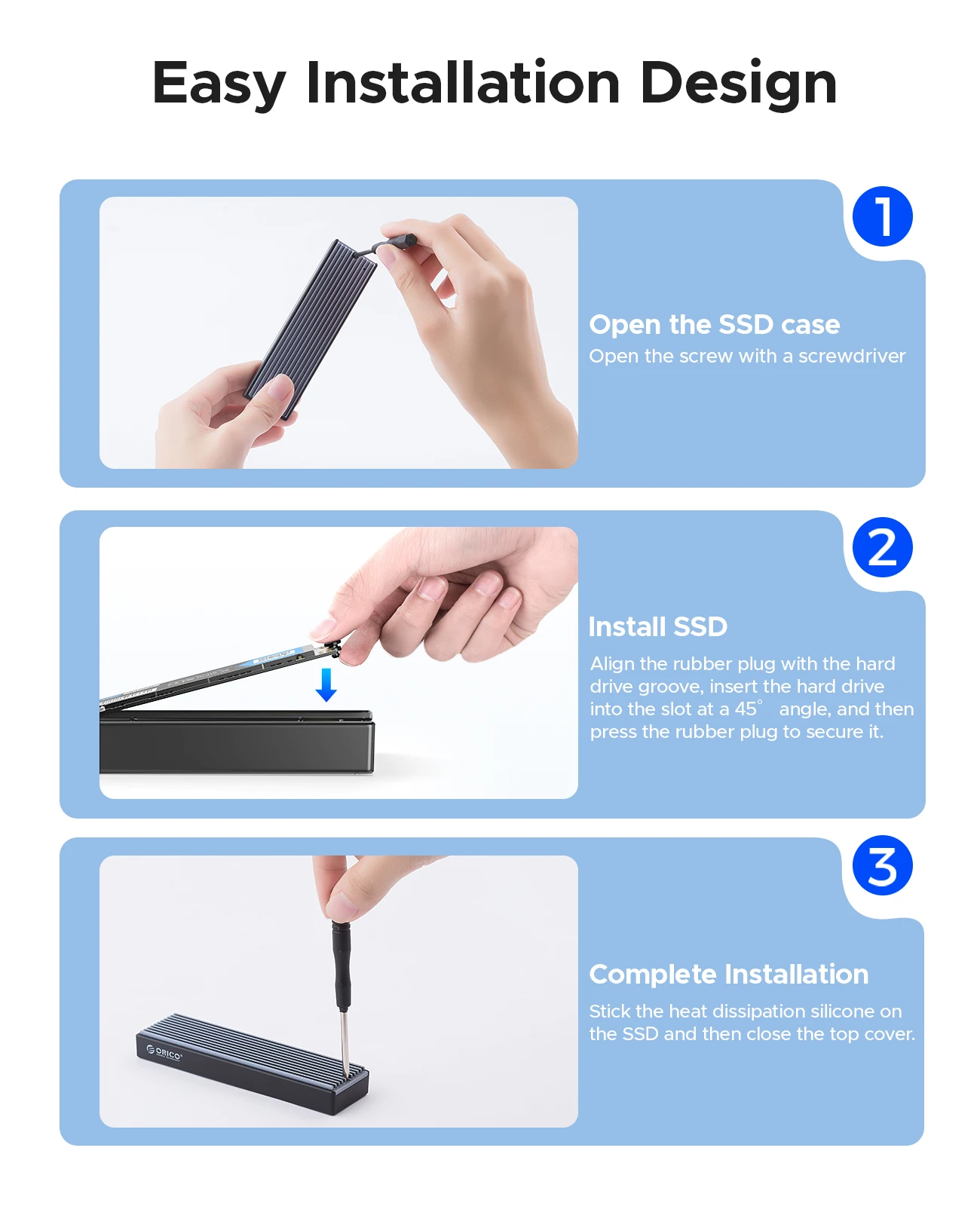 ORICO M2 SSD Case NVMe USB Type C Gen2 10Gbps PCIe SSD Case M2 SATA NGFF 5Gbps M.2 NVME Enclosure Disk Box M.2 SSD Case