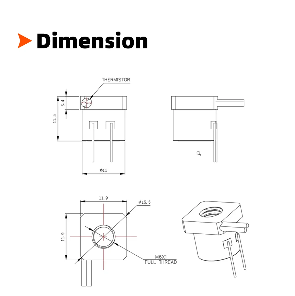 RS TriangleLab CHC® KIT Ceramic Heating Core Quick Heating Mini for Ender 3 V6 Hotend CR10 CR-10 CR-6 SE MK3S 3D Printer Hotend