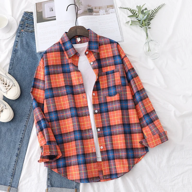 Brand Casual Women's Plaid Shirt 2025 Autumn New Boutique Ladies Loose Blouse and Tops Female Long Sleeve Blouses Clothes