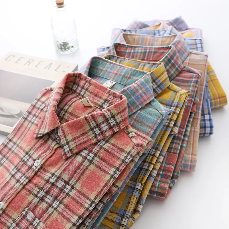 Brand Casual Women's Plaid Shirt 2025 Autumn New Boutique Ladies Loose Blouse and Tops Female Long Sleeve Blouses Clothes