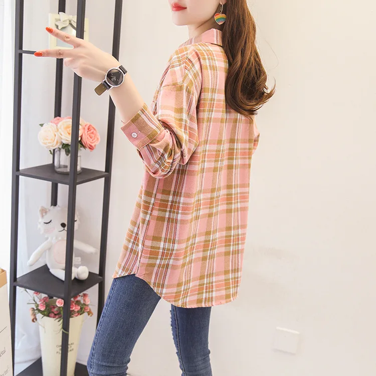 Brand Casual Women's Plaid Shirt 2025 Autumn New Boutique Ladies Loose Blouse and Tops Female Long Sleeve Blouses Clothes