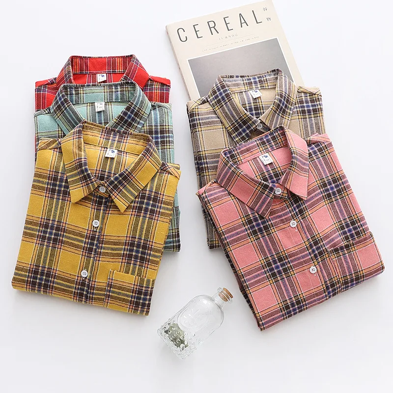 Brand Casual Women's Plaid Shirt 2025 Autumn New Boutique Ladies Loose Blouse and Tops Female Long Sleeve Blouses Clothes