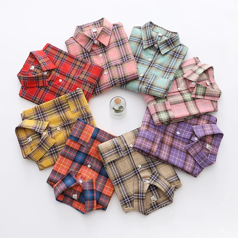 Brand Casual Women's Plaid Shirt 2025 Autumn New Boutique Ladies Loose Blouse and Tops Female Long Sleeve Blouses Clothes