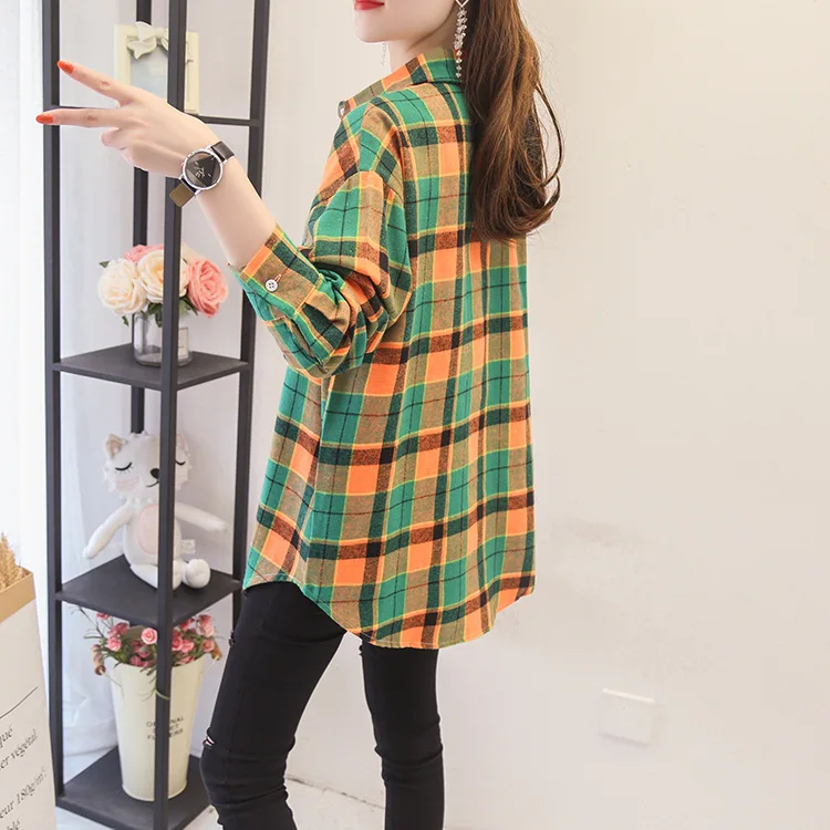 Brand Casual Women's Plaid Shirt 2025 Autumn New Boutique Ladies Loose Blouse and Tops Female Long Sleeve Blouses Clothes