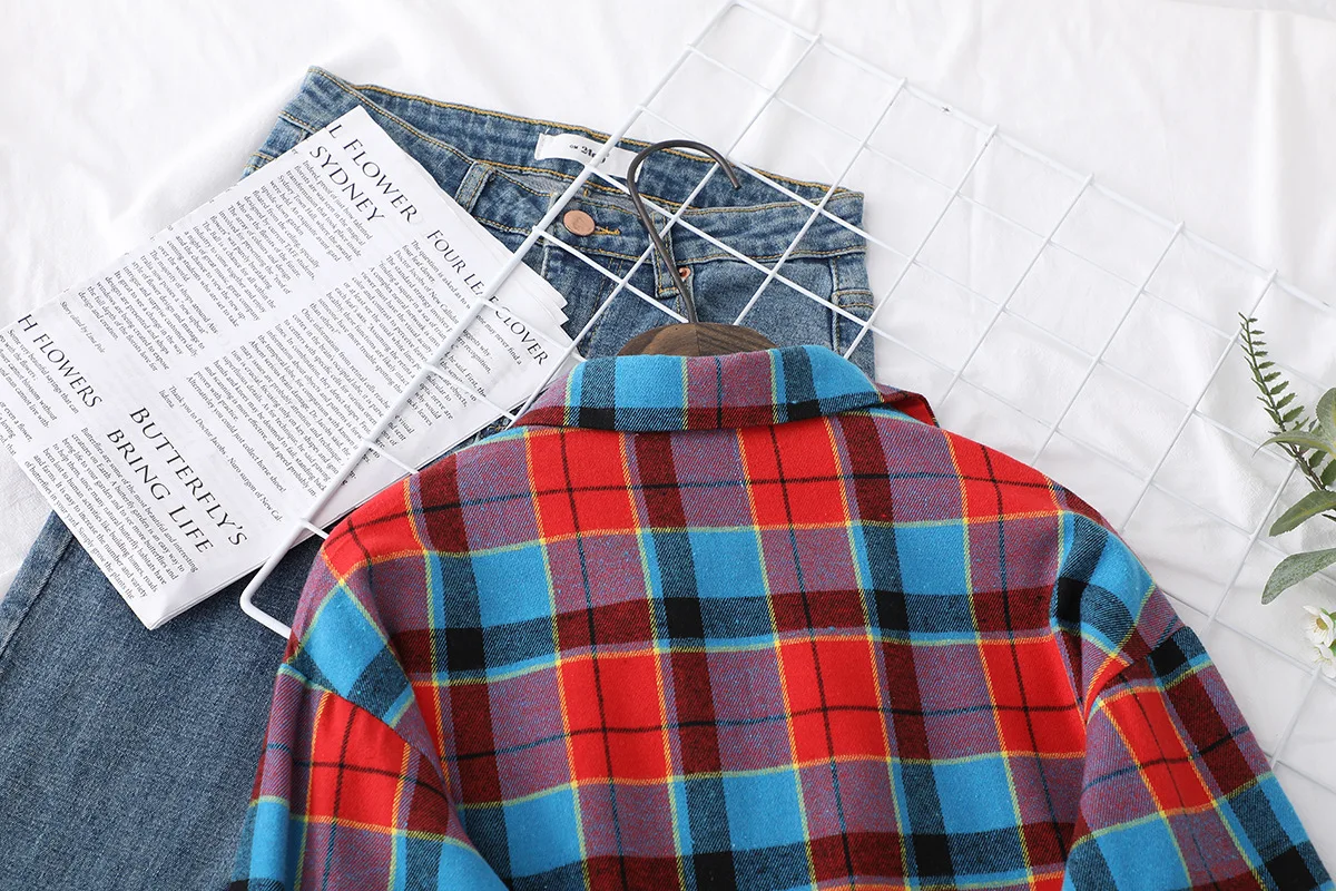 Brand Casual Women's Plaid Shirt 2025 Autumn New Boutique Ladies Loose Blouse and Tops Female Long Sleeve Blouses Clothes