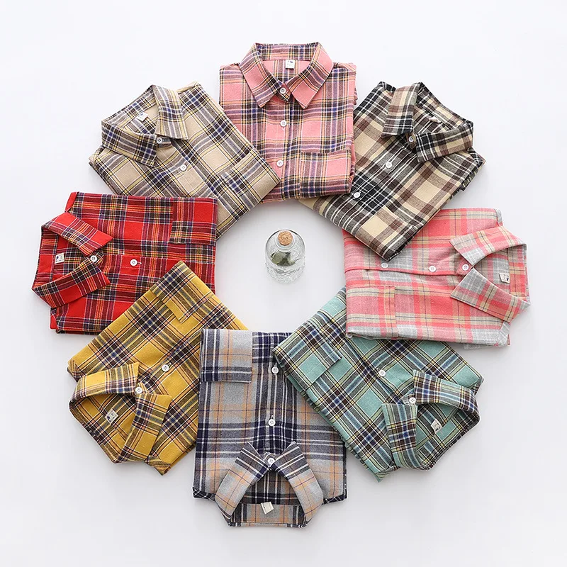 Brand Casual Women's Plaid Shirt 2025 Autumn New Boutique Ladies Loose Blouse and Tops Female Long Sleeve Blouses Clothes