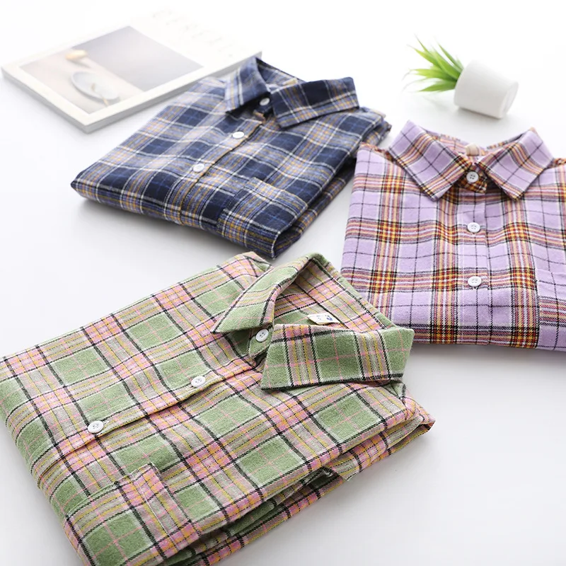 Brand Casual Women's Plaid Shirt 2025 Autumn New Boutique Ladies Loose Blouse and Tops Female Long Sleeve Blouses Clothes