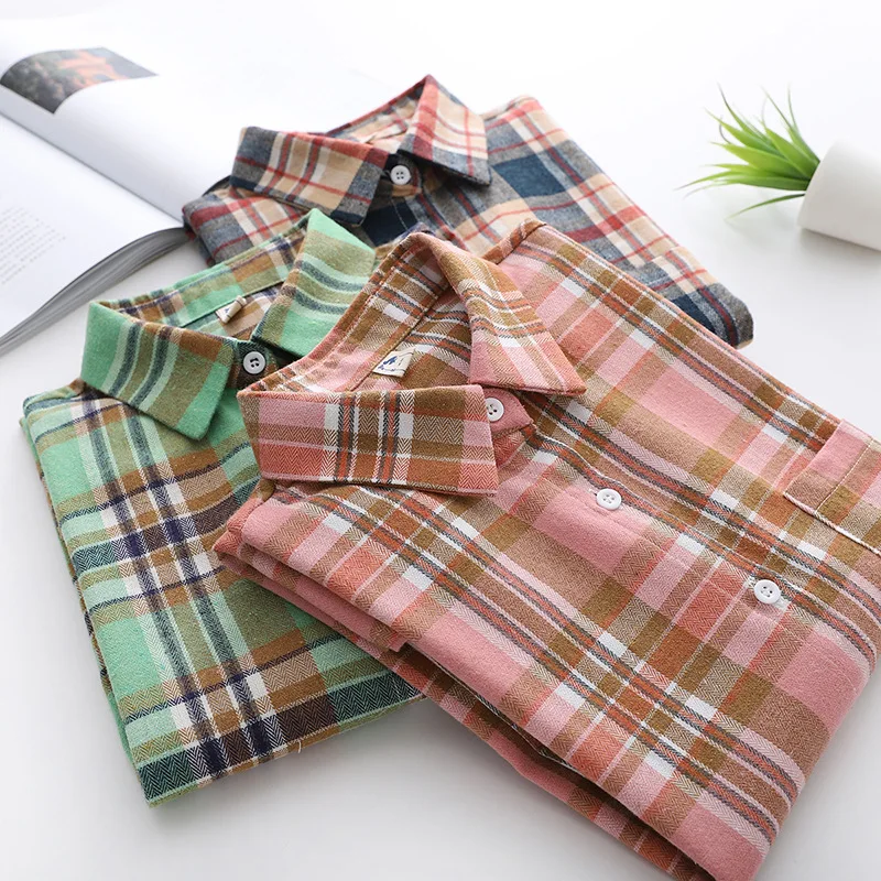 Brand Casual Women's Plaid Shirt 2025 Autumn New Boutique Ladies Loose Blouse and Tops Female Long Sleeve Blouses Clothes