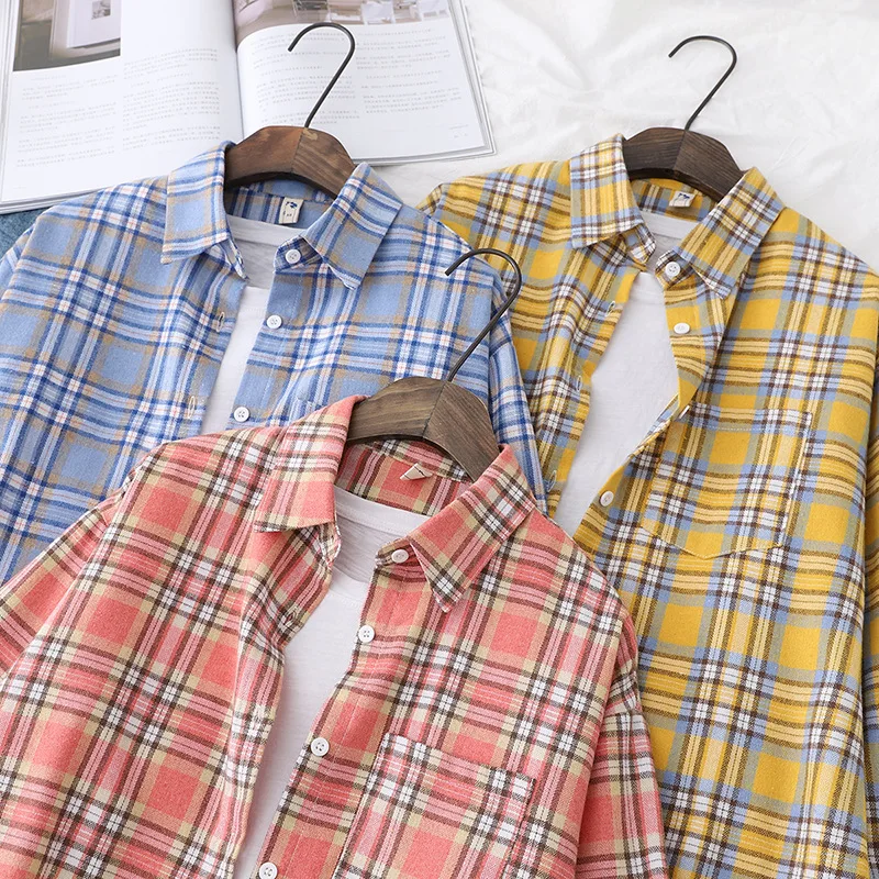 Brand Casual Women's Plaid Shirt 2025 Autumn New Boutique Ladies Loose Blouse and Tops Female Long Sleeve Blouses Clothes