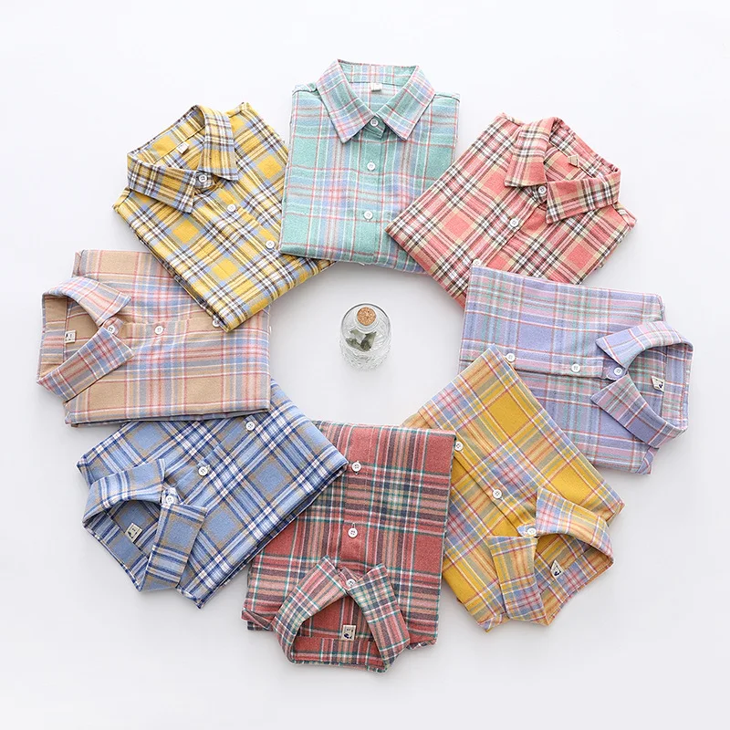 Brand Casual Women's Plaid Shirt 2025 Autumn New Boutique Ladies Loose Blouse and Tops Female Long Sleeve Blouses Clothes