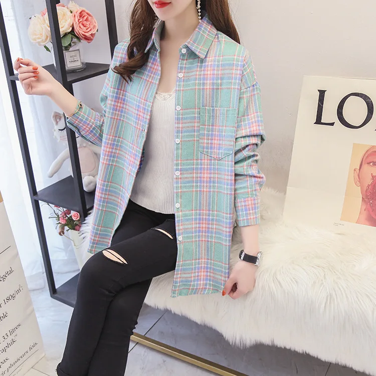 Brand Casual Women's Plaid Shirt 2025 Autumn New Boutique Ladies Loose Blouse and Tops Female Long Sleeve Blouses Clothes