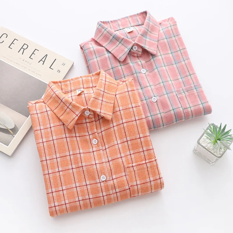 Brand Casual Women's Plaid Shirt 2025 Autumn New Boutique Ladies Loose Blouse and Tops Female Long Sleeve Blouses Clothes