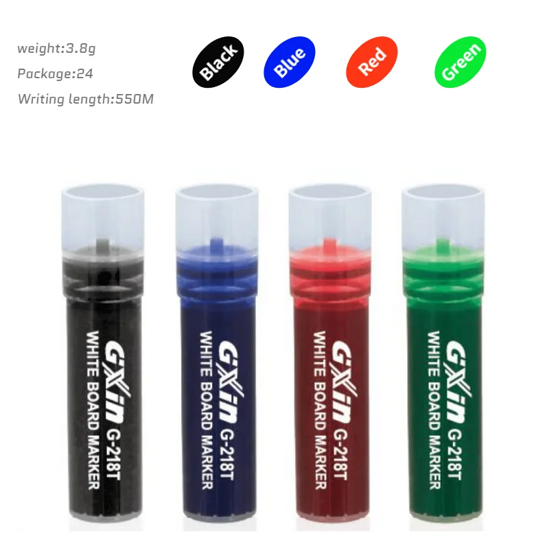 GXIN G18T 24Pcs Erasable Dry Erase Marker Refills Office Supplies School Use in Classroom Large Capacity Weatherproof Cartridge.
