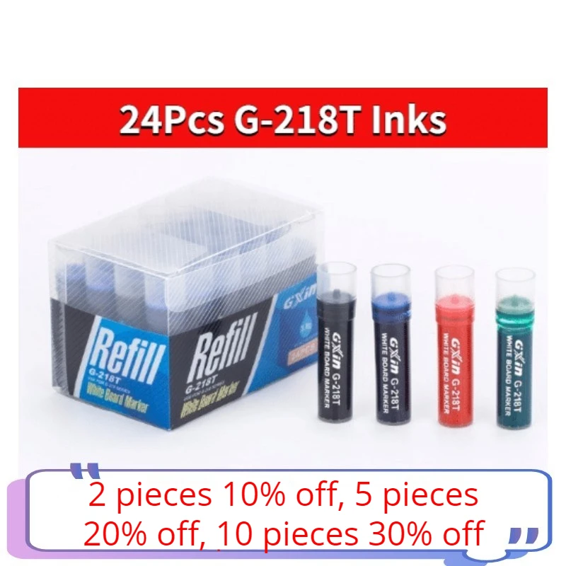 GXIN G18T 24Pcs Erasable Dry Erase Marker Refills Office Supplies School Use in Classroom Large Capacity Weatherproof Cartridge.