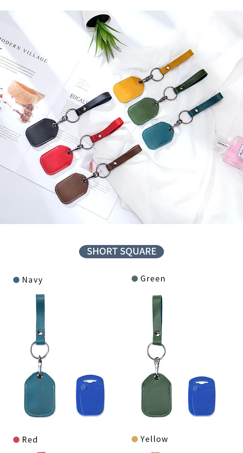 Genuine Leather Key Holder Bank Card Pocket Mini Bus Card Key Pouch Slim Housekeeper Key Access Card Protecter Cover