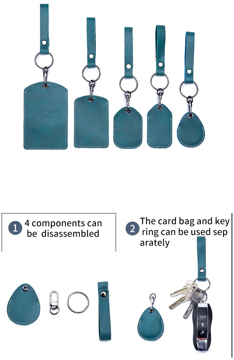 Genuine Leather Key Holder Bank Card Pocket Mini Bus Card Key Pouch Slim Housekeeper Key Access Card Protecter Cover