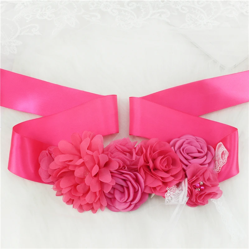 Wedding Accessories Bridal Wedding Belts Bridesmaid Sash Floral Belt Satin Flower Sash Woman Girl Sash Belt Wedding Sashes Belt
