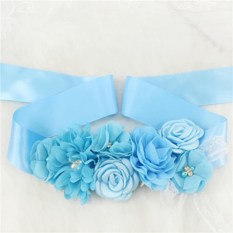 Wedding Accessories Bridal Wedding Belts Bridesmaid Sash Floral Belt Satin Flower Sash Woman Girl Sash Belt Wedding Sashes Belt