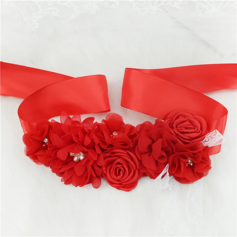Wedding Accessories Bridal Wedding Belts Bridesmaid Sash Floral Belt Satin Flower Sash Woman Girl Sash Belt Wedding Sashes Belt