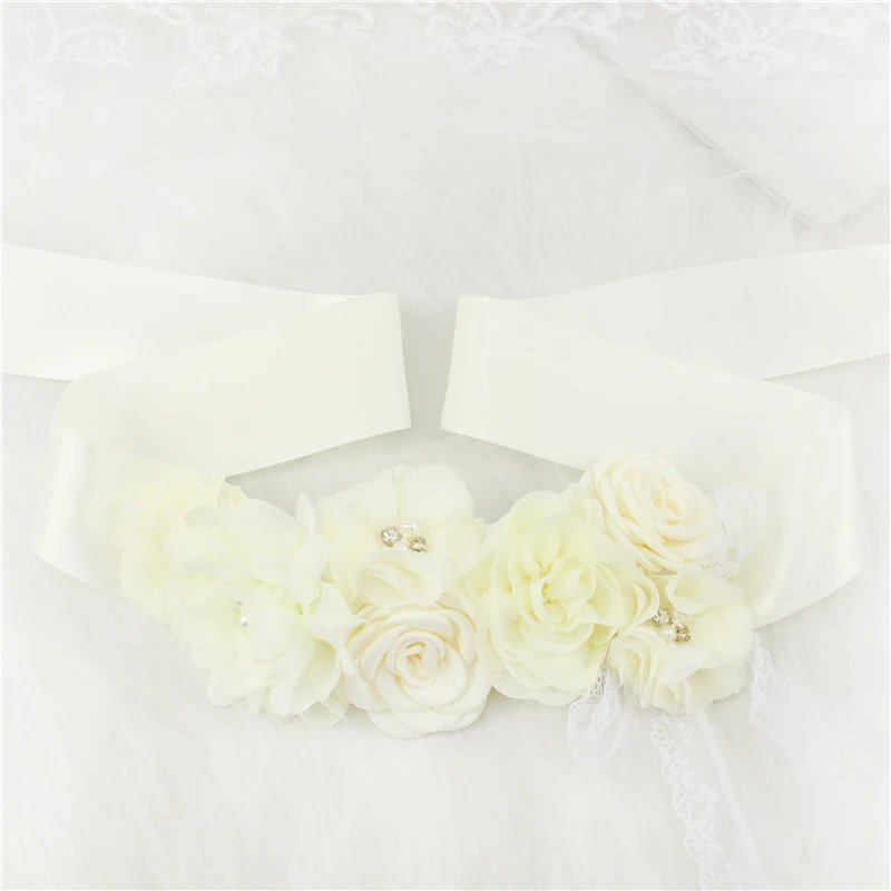 Wedding Accessories Bridal Wedding Belts Bridesmaid Sash Floral Belt Satin Flower Sash Woman Girl Sash Belt Wedding Sashes Belt