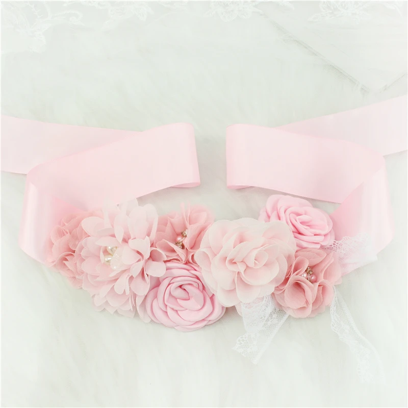 Wedding Accessories Bridal Wedding Belts Bridesmaid Sash Floral Belt Satin Flower Sash Woman Girl Sash Belt Wedding Sashes Belt