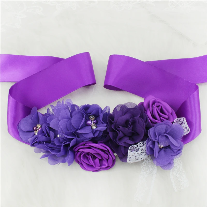 Wedding Accessories Bridal Wedding Belts Bridesmaid Sash Floral Belt Satin Flower Sash Woman Girl Sash Belt Wedding Sashes Belt