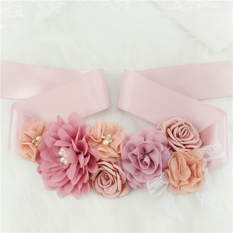 Wedding Accessories Bridal Wedding Belts Bridesmaid Sash Floral Belt Satin Flower Sash Woman Girl Sash Belt Wedding Sashes Belt