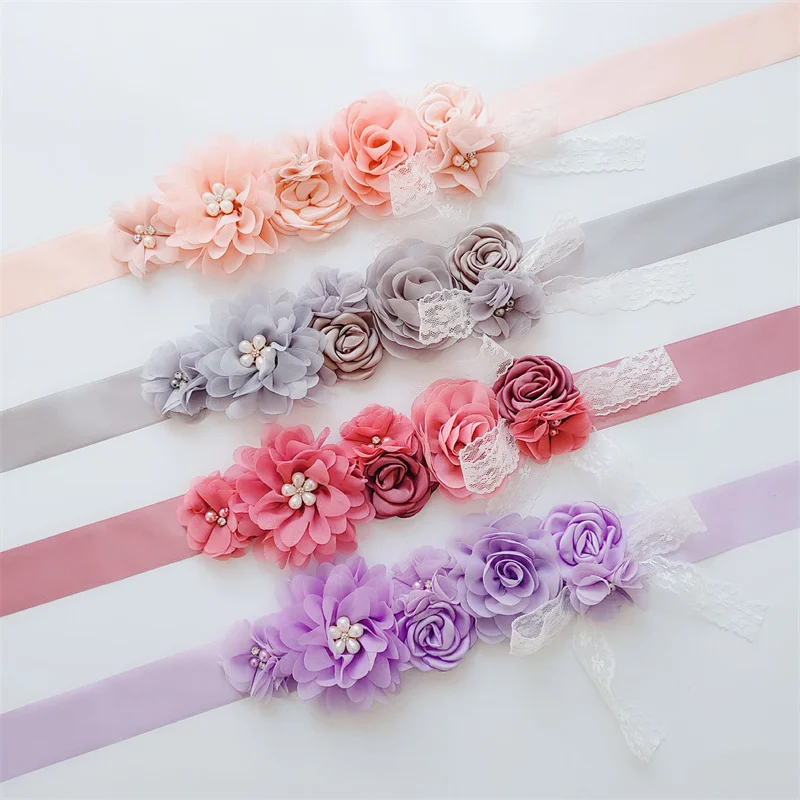 Wedding Accessories Bridal Wedding Belts Bridesmaid Sash Floral Belt Satin Flower Sash Woman Girl Sash Belt Wedding Sashes Belt