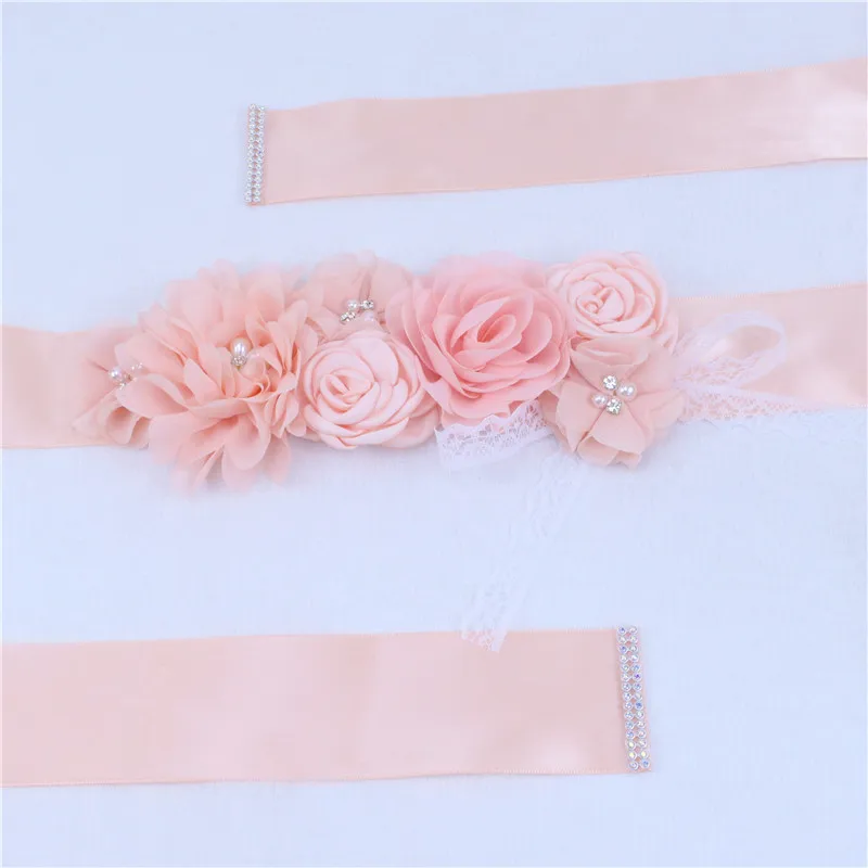 Wedding Accessories Bridal Wedding Belts Bridesmaid Sash Floral Belt Satin Flower Sash Woman Girl Sash Belt Wedding Sashes Belt