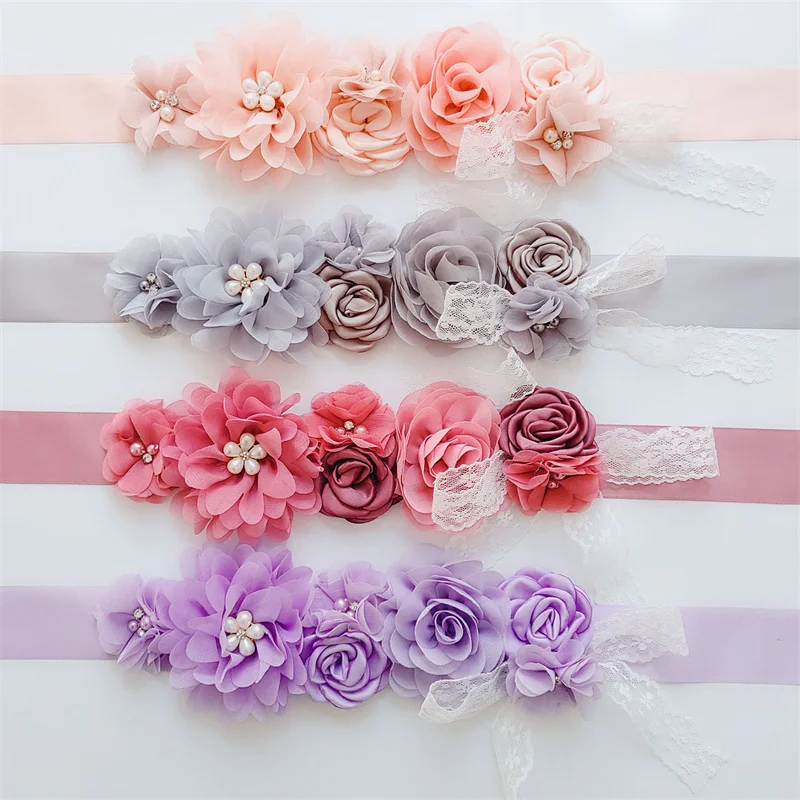 Wedding Accessories Bridal Wedding Belts Bridesmaid Sash Floral Belt Satin Flower Sash Woman Girl Sash Belt Wedding Sashes Belt