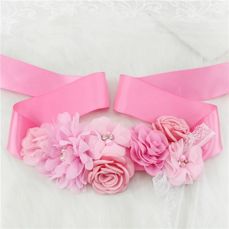 Wedding Accessories Bridal Wedding Belts Bridesmaid Sash Floral Belt Satin Flower Sash Woman Girl Sash Belt Wedding Sashes Belt