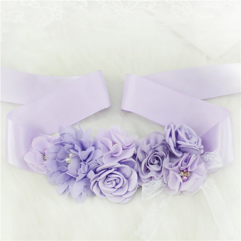 Wedding Accessories Bridal Wedding Belts Bridesmaid Sash Floral Belt Satin Flower Sash Woman Girl Sash Belt Wedding Sashes Belt
