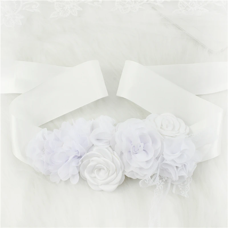 Wedding Accessories Bridal Wedding Belts Bridesmaid Sash Floral Belt Satin Flower Sash Woman Girl Sash Belt Wedding Sashes Belt