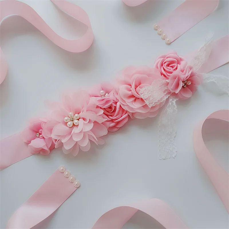 Wedding Accessories Bridal Wedding Belts Bridesmaid Sash Floral Belt Satin Flower Sash Woman Girl Sash Belt Wedding Sashes Belt