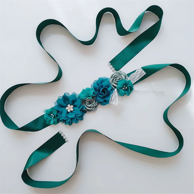 Wedding Accessories Bridal Wedding Belts Bridesmaid Sash Floral Belt Satin Flower Sash Woman Girl Sash Belt Wedding Sashes Belt