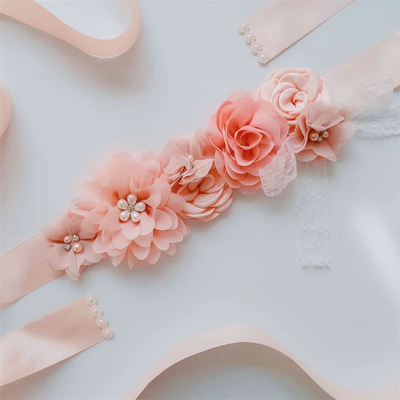 Wedding Accessories Bridal Wedding Belts Bridesmaid Sash Floral Belt Satin Flower Sash Woman Girl Sash Belt Wedding Sashes Belt
