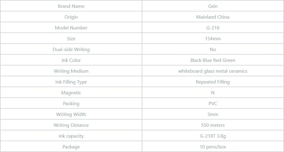 GXIN G218 10Pcs Erasable Whiteboard Refilled Pens Dry Eraser Marker For Offices Stationery Meeting School Use for Classroom