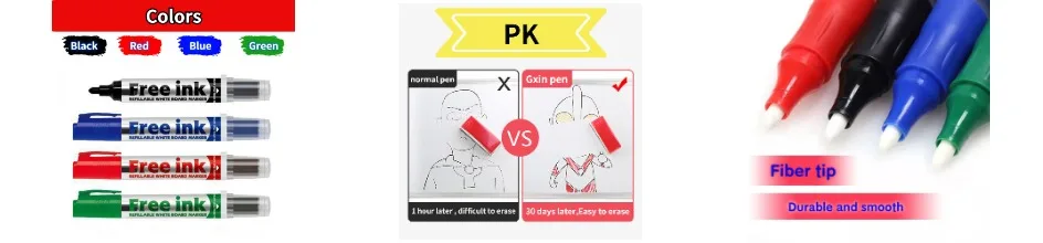 GXIN G218 10Pcs Erasable Whiteboard Refilled Pens Dry Eraser Marker For Offices Stationery Meeting School Use for Classroom