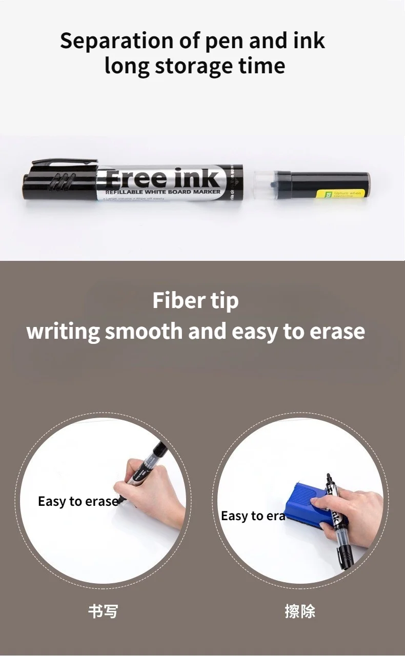 GXIN G218 10Pcs Erasable Whiteboard Refilled Pens Dry Eraser Marker For Offices Stationery Meeting School Use for Classroom