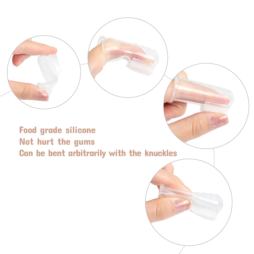 3Pcs Baby Silicone Finger Toothbrush Children Teeth Clear Massage Soft Infant Rubber Cleaning Brush Kid Dental Care Toothbrush