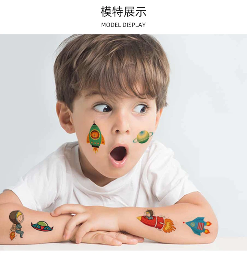 10 Sheets/Set Animal Dinosaur Space Watch Children's Tattoo Stickers Face Arm Body Waterproof Temporary Tattoo for Kids Gift