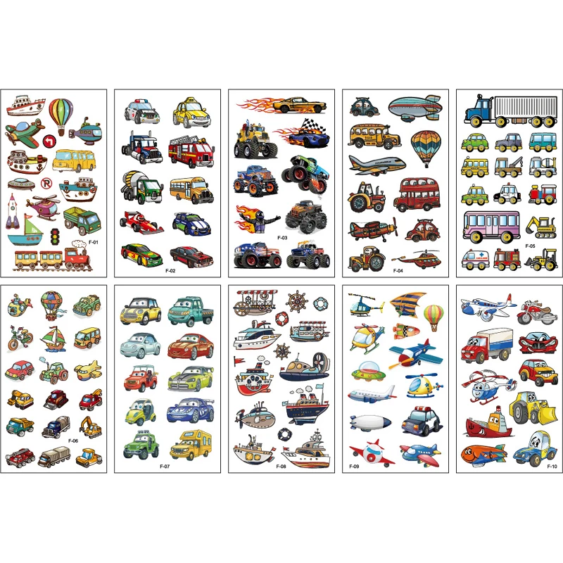 10 Sheets/Set Animal Dinosaur Space Watch Children's Tattoo Stickers Face Arm Body Waterproof Temporary Tattoo for Kids Gift