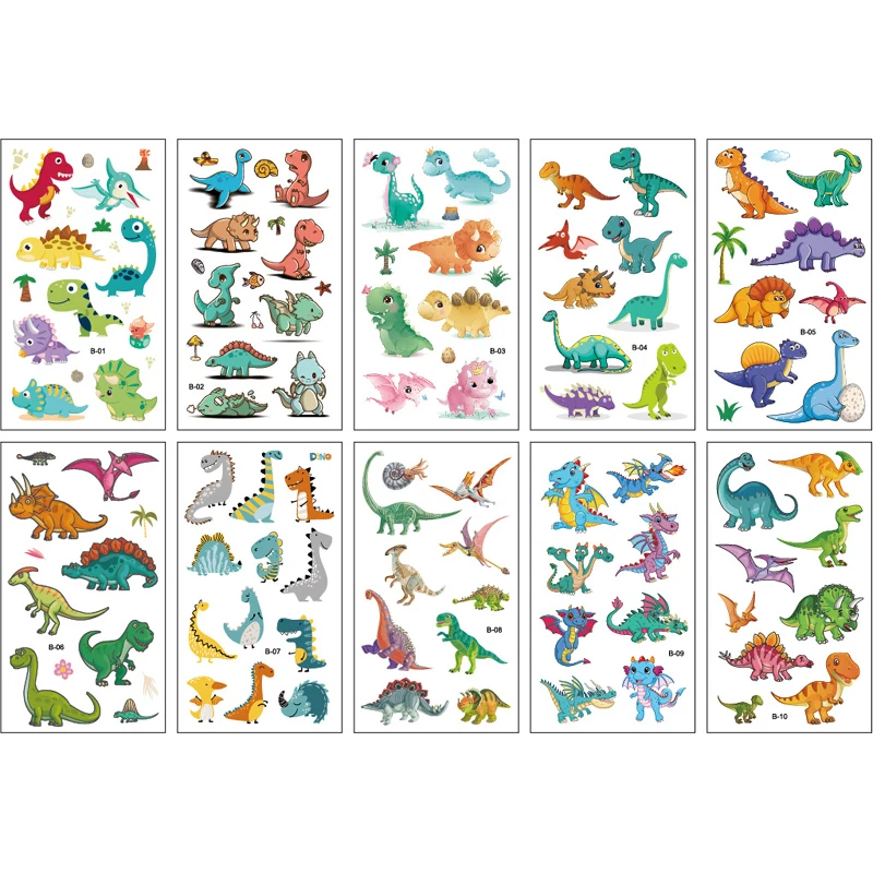 10 Sheets/Set Animal Dinosaur Space Watch Children's Tattoo Stickers Face Arm Body Waterproof Temporary Tattoo for Kids Gift
