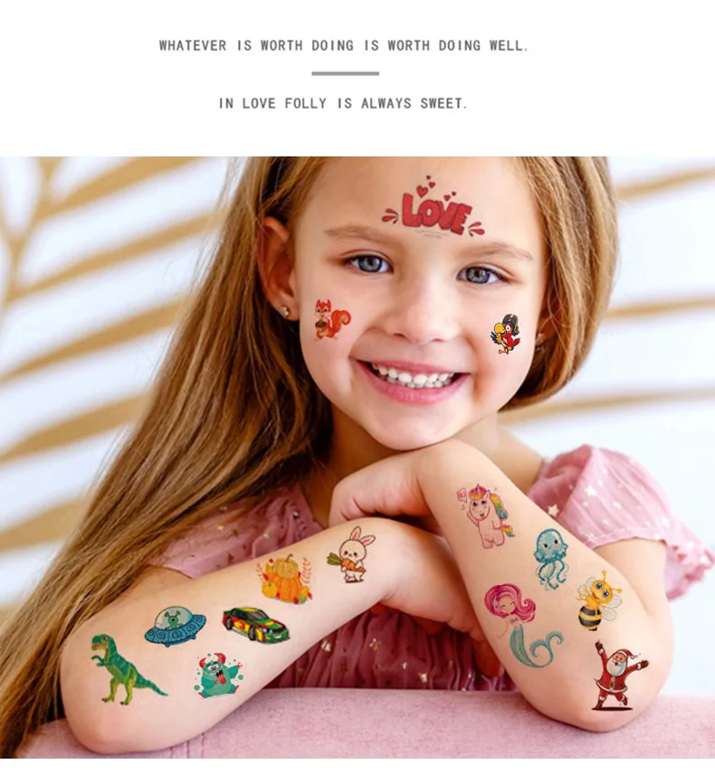 10 Sheets/Set Animal Dinosaur Space Watch Children's Tattoo Stickers Face Arm Body Waterproof Temporary Tattoo for Kids Gift