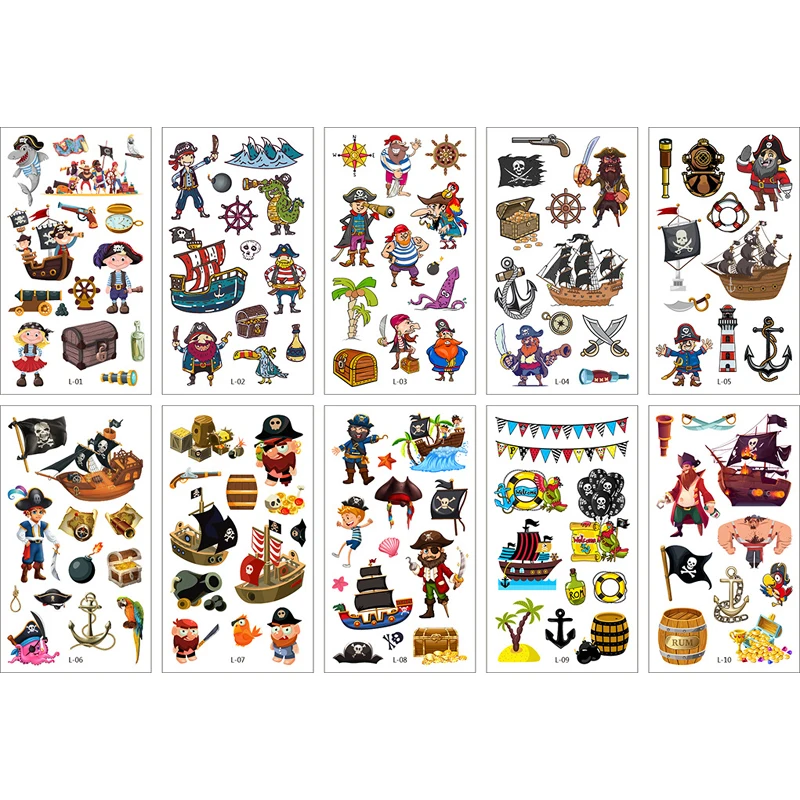 10 Sheets/Set Animal Dinosaur Space Watch Children's Tattoo Stickers Face Arm Body Waterproof Temporary Tattoo for Kids Gift