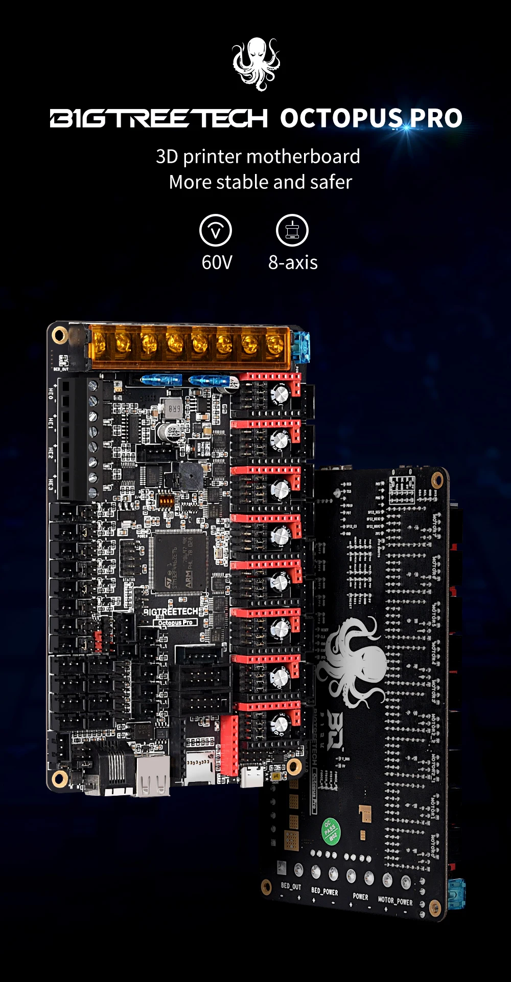 BIGTREETECH Octopus Pro V1.0/1 BTT Motherboard Klipper 3D Printer Accessories TMC2209 TMC5160 Pro Ender 3 Upgard Voron 2.4 Board
