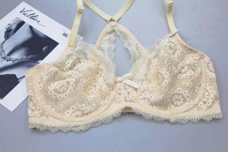 2022 New Plus Size Bralette Bras For Women Hollow Out Underwire Intimates Embroidery Mesh Lingerie BCDE Cup Brassiere
