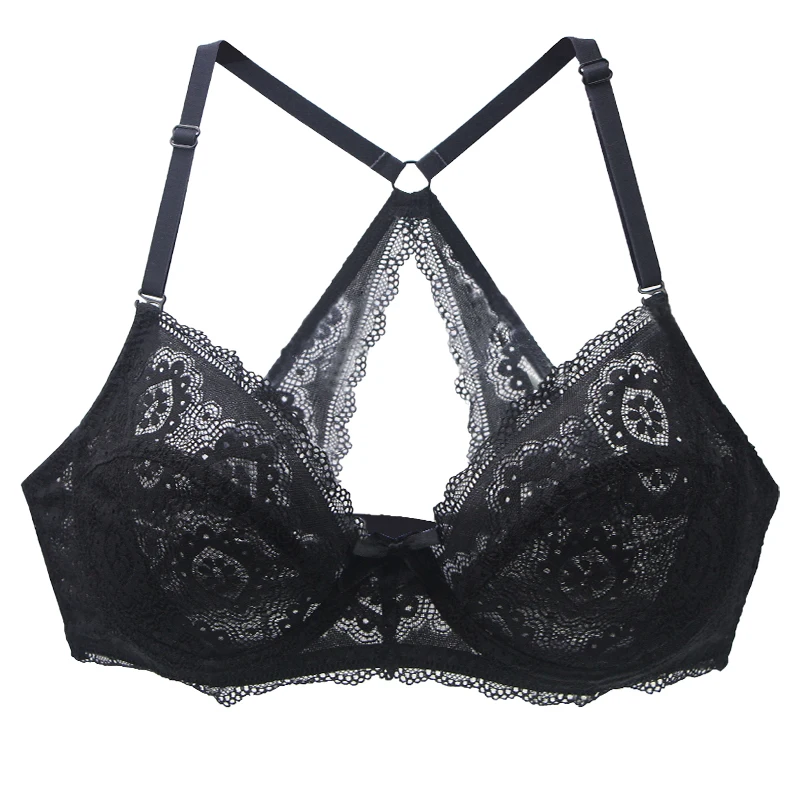 2022 New Plus Size Bralette Bras For Women Hollow Out Underwire Intimates Embroidery Mesh Lingerie BCDE Cup Brassiere