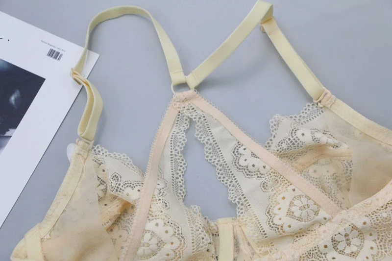 2022 New Plus Size Bralette Bras For Women Hollow Out Underwire Intimates Embroidery Mesh Lingerie BCDE Cup Brassiere